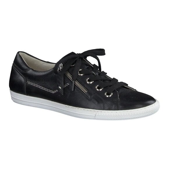 $480 Paul Green Addie ZIP LACE UP Sneaker BLACK LEATHER 9.5 (TE11)